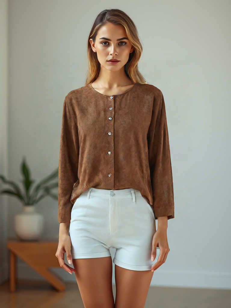 Handcrafted Red Xiangyunsha Jacquard Silk-Cotton Blouse - Yunsoar