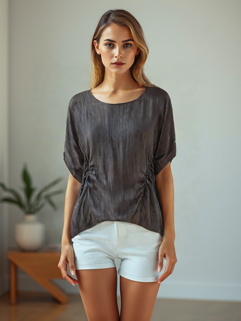 Xiangyun Silk Blouse – Irregular Striped Satin Drawstring Edition - Yunsoar