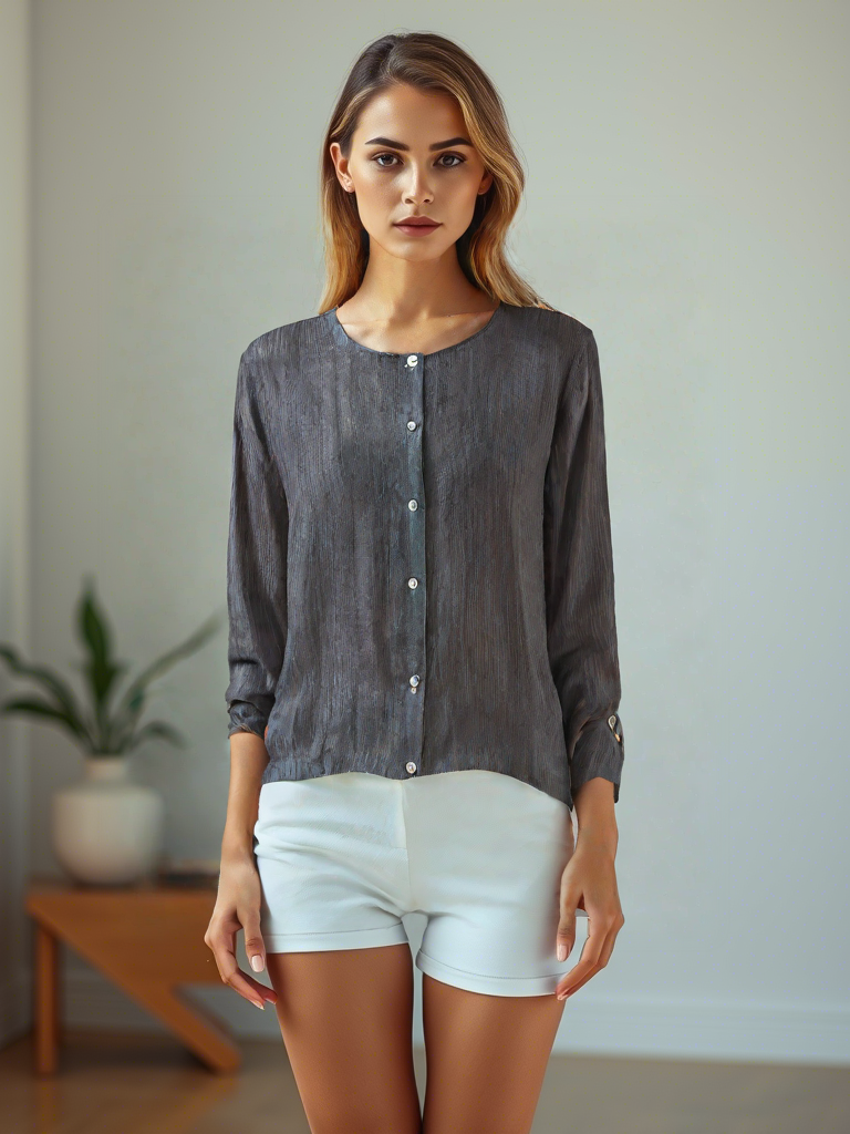 Xiangyun Silk Blouse – Irregular Striped Round Neck Edition - Yunsoar
