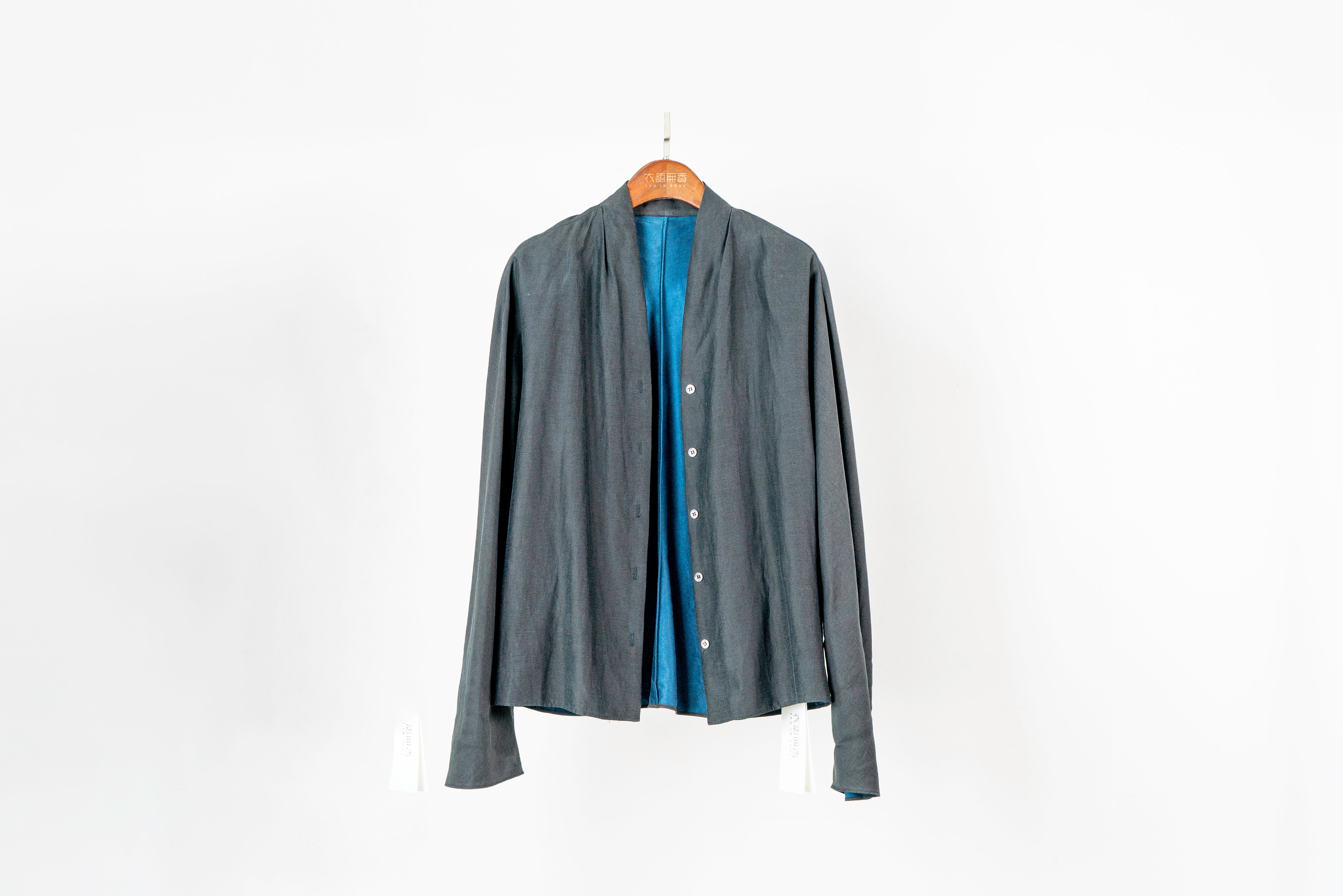 Shoulder Pleated Silk-Cotton Satin Xiangyunsha Jacket | Handcrafted Luxury - Yunsoar